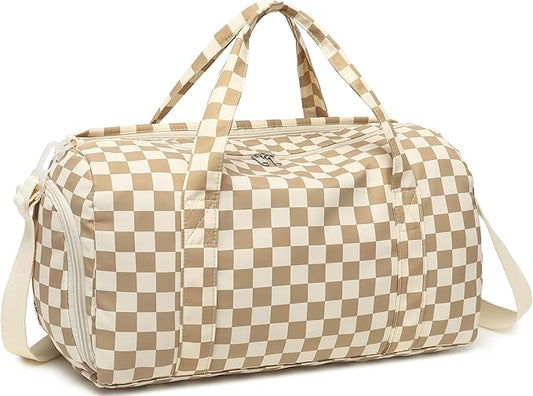 Gym Bag Sports Duffle Bag with Wet Pocket Weekender Overnight Bag with Waterproof Shoe Pouch and Air Hole for Girls Kids Women Travel Foldable Bag