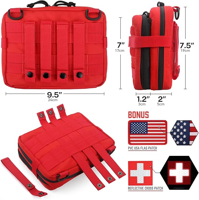 WYNEX Tactical Large Admin Pouch of Double Layer Design, Molle EDC EMT Utility Pouch with Map Sleeve Modular Tool Pouch Large Capacity Flag Patch Included