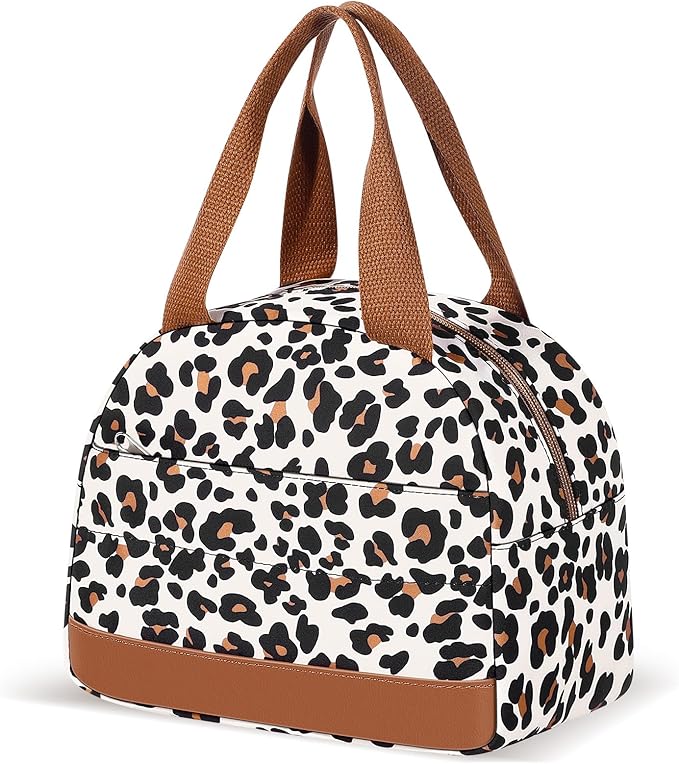 Lunch Box Lunch Bag for Women Men, Leakproof, Insulated Lunch Box Tote with Large Capacity, Lunch Container for Work/Office (Small Leopard Print)