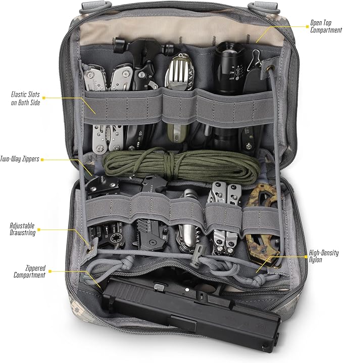 WYNEX Tactical Admin Molle Pouch, Medical EDC EMT Utility Bag Shell Design Attachment Pouches 1000D Nylon Hiking Belt Bags