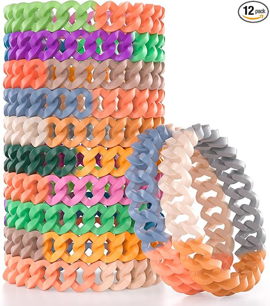 12 Pack Rainbow Mosquito Repellent Bracelets for Adults and Kids, DEET-Free Insect & Bug Repellent Bands, Individually Wrapped Repellent Wristbands for Outdoor Camping Traveling