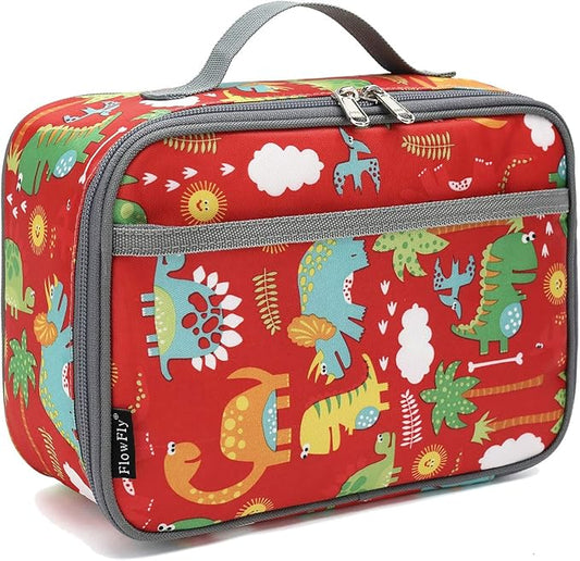 FlowFly Kids Lunch box Insulated Soft Bag Mini Cooler Back to School Thermal Meal Tote Kit for Girls, Boys,Dinosaur&Coconut