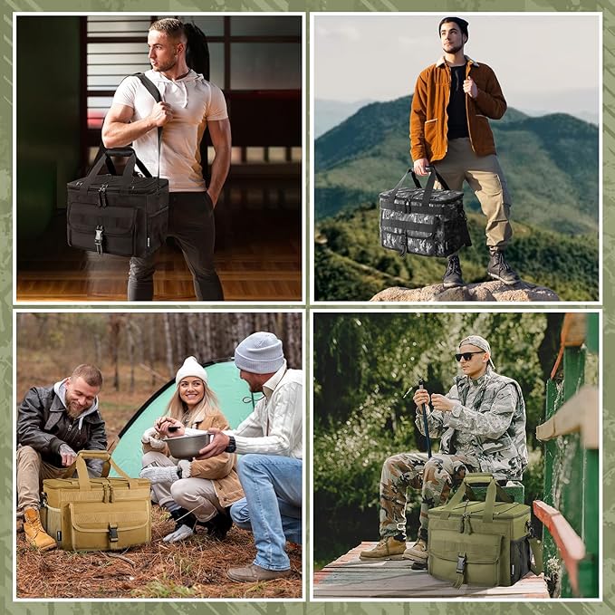 JOYHILL Lunch Box for Men, 40 Cans Large Insulated Lunch Bag, Leakproof Portable Cooler Bag with Shoulder Strap for Camping, Beach, Outdoor, Picnic, Food Delivery 30L,Grey