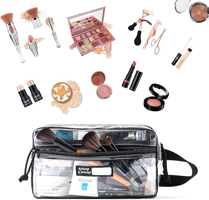 Rough Enough Clear Travel Toiletry Bag for Men Women Traveling Toiletries Essentials Shaving Hygiene Dopp Kit