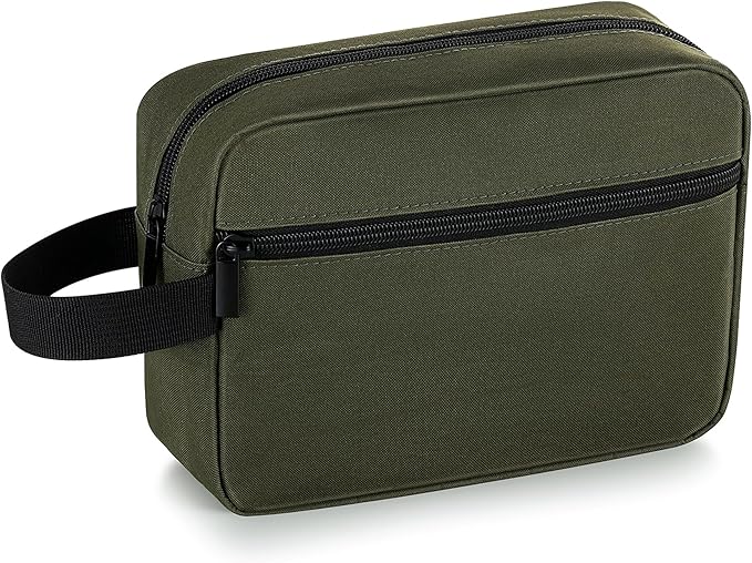 Elviros Travel Toiletry Bag for Women and Men, Lightweight Makeup Bag Hanging Dopp Kit with Shaving Compartment Cosmetic Organizer Small Tool Bag Travel Essentials, Army Green