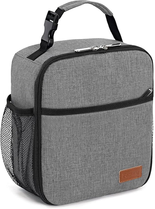 Femuar Lunch Box for Men Women Adults, Small Lunchbox for Work Picnic - Reusable Lunch bag Portable Lunch tote, Grey