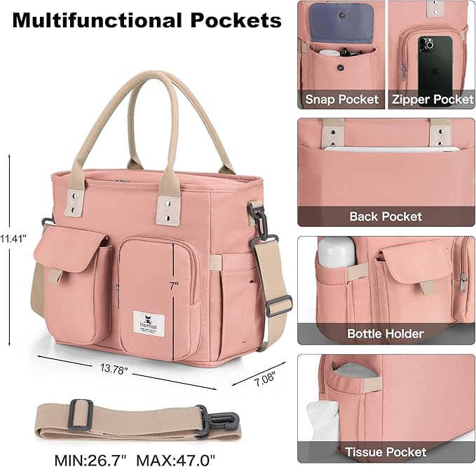 Hafmall 16L Large Pink Lunch Bag for Women, Loncheras para Mujer, Insulated Adult Lunch Tote Box for Work, 4.5Gallon