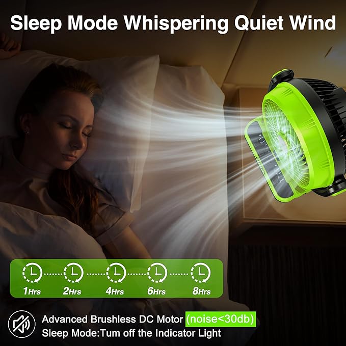 Camping Fan 40000mAh Rechargeable tent fans for camping hanging High Velocity Floor Fan Auto Oscillation Remote Control Timer Cordless Outdoor Fan for Car Travel RV Camp Hurricane Emergency