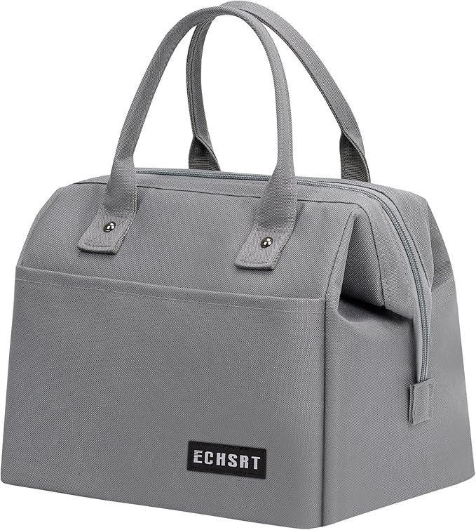 ECHSRT Large Insulated Lunch Bag for Women Men Leakproof Cooler Lunch Tote Bags for Work Travel Adult Thermal Lunchbox for Office -10L Grey