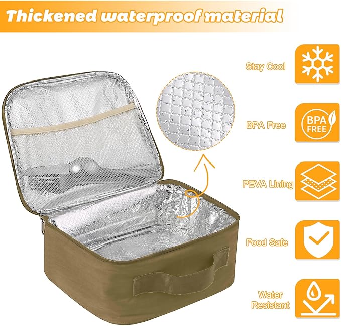 Lunch Box for Men - Reusable Lunch Bag Men Adult Women- Insulated LunchBox for Office Hiking Camping (Beige)