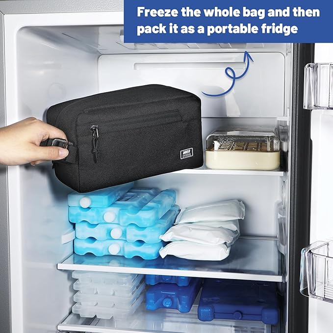 MIER Freezable Snack Bags Small Frozen Mini Cooler Lunch Bag Freezer Insulated Pouch for Kids Adults Work School Travel On-the-go, Black