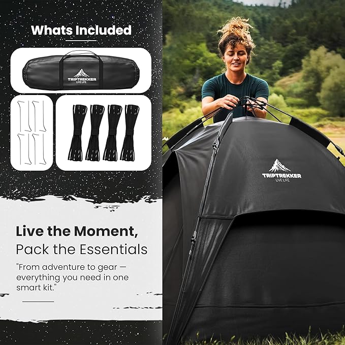 3-4 Person Camping Tent | Pop Up Tent & Fully Waterproof Camping Tent | Backpacking Tent with Fly Screen & Portable Easy Set Up, Lightweight for Backpacking, Hiking Picnic