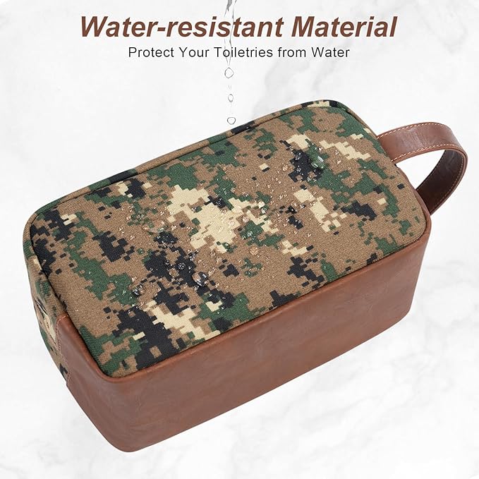 Travel Toiletry Bag for Men, Hanging Toiletry Organizer, Water Resistant Shaving Kit with Large Capacity for Travel Accessories (Camo-Green)