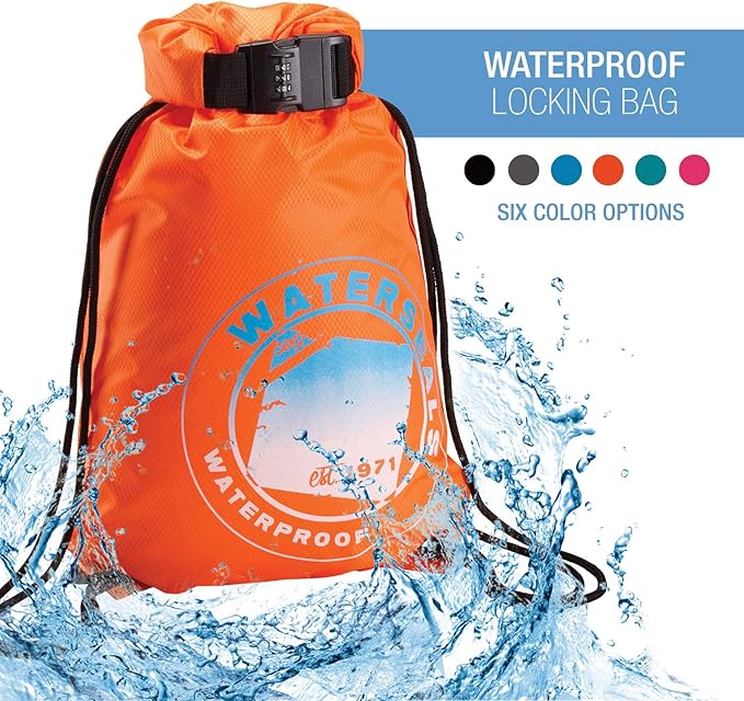 WaterSeals Anti-Theft Drawstring Backpack, Orange, One Size