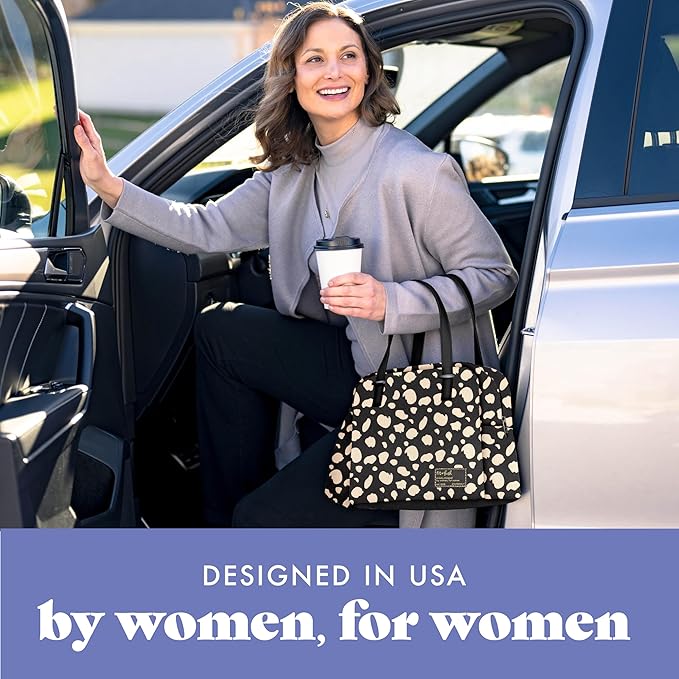 Fit & Fresh Lunch Bag For Women, Insulated Womens Lunch Bag For Work, Leakproof & Stain-Resistant Large Lunch Box For Women With Bottle Pocket, Long Straps, Zipper Closure Laketown Bag Black Cheetah