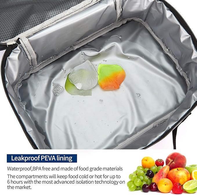 rickyh style Lunch Box with Padded Liner, Spacious Insulated Lunch Bag Durable Thermal Lunch Cooler Pack with Strap for Men Women Boys Girls Adults School Sports Beach Picnic Work Camp,2 Pocket