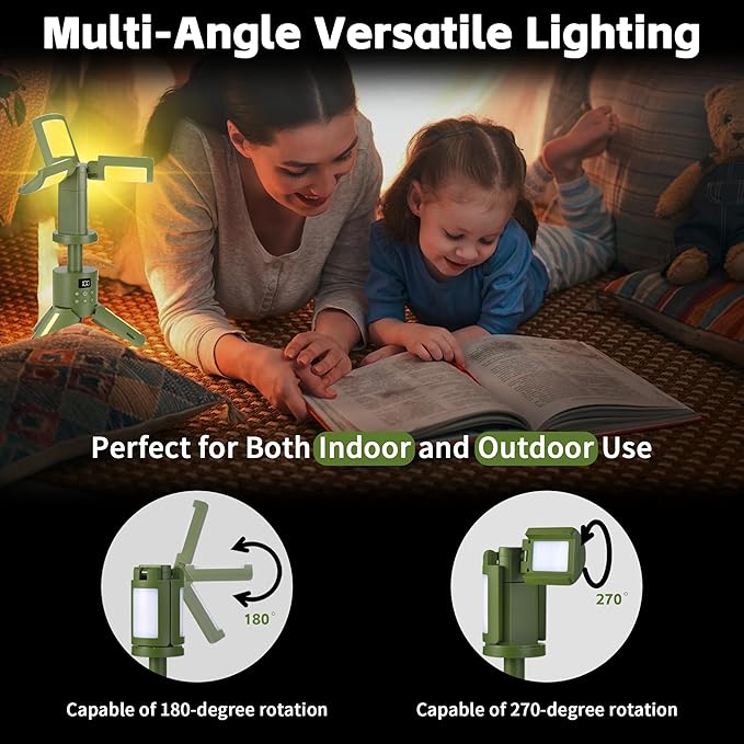 Rechargeable Camping Light 14000mAh, Telescoping Light Camping Lantern 6000LM, Waterproof Magnetic Camping Essentials, Dimmable, Foldable, Multi-Mode for Outdoor, Emergency, Hiking, Car Repair