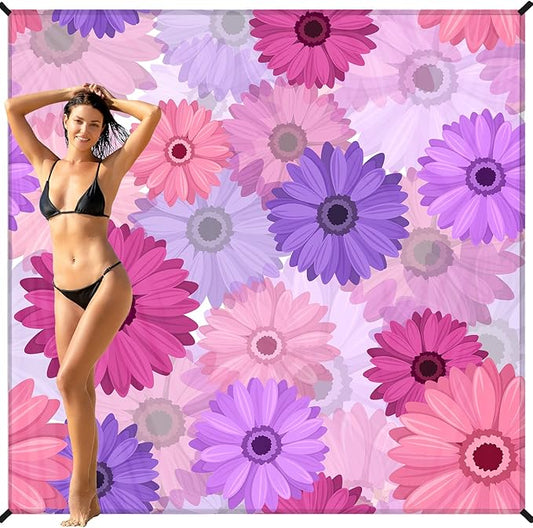 BYDOLL Beach Blanket 78''X81'' 4-7 Adults Oversized Lightweight Waterproof Sandproof Blanket for Beach Large Picnic Mat Travel Camping