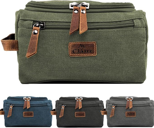 HiPeep Personalized Mens Travel Toiletry Bag Canvas Cosmetic Case Makeup Organizer Shower Toiletries Shaving Bag Hanging Dopp Kit Husband Boyfriend Gifts (Canvas)