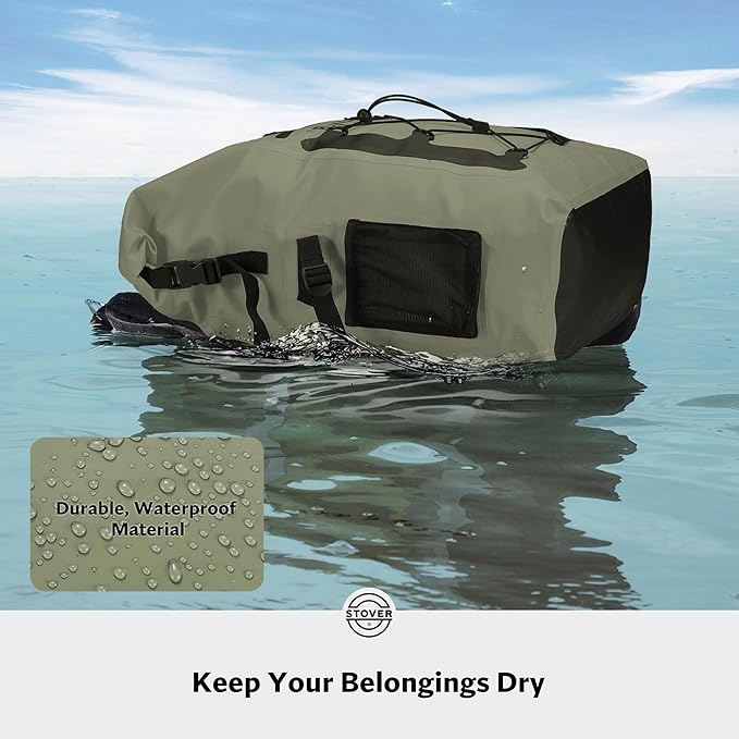 STOVER 5/10/25/30/40/55L Waterproof Dry Backpack- XL Floating Dry Bag for Kayaking, Travel, Tubing, Hiking, Fishing, Camping, Motorcycles, the Beach, Heavy-Duty Roll Top Men/Women (Green)