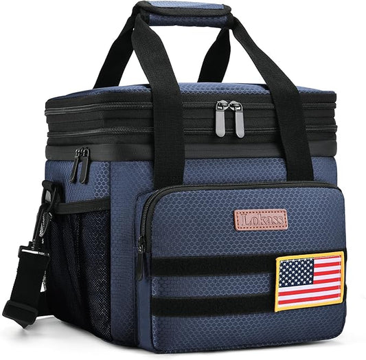 Tactical Lunch Box for Men- Large Insulated Lunch Bag-Expandable Adult Lunch Box with Adjustable Shoulder Strap-Large Lunch Tote Bag for Work Camping Fishing (Dark Blue)