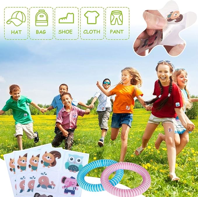 120 Pack Mosquito Patches Stickers for Adult Kids, Resealable Stickers with 2Pack Mosquito Bracelet, Mosquito Patches for Kids, Mosquito Patches Stickers for Outdoor Camping & Travel