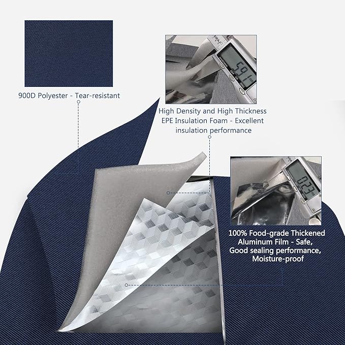 Gloppie Mini Lunchbox Small Lunch Bag for Men Women Insulated Lunch Box Thermal Lunch Boxes Adult Portable Cooler Bags Reusable Snack Bag, Blue