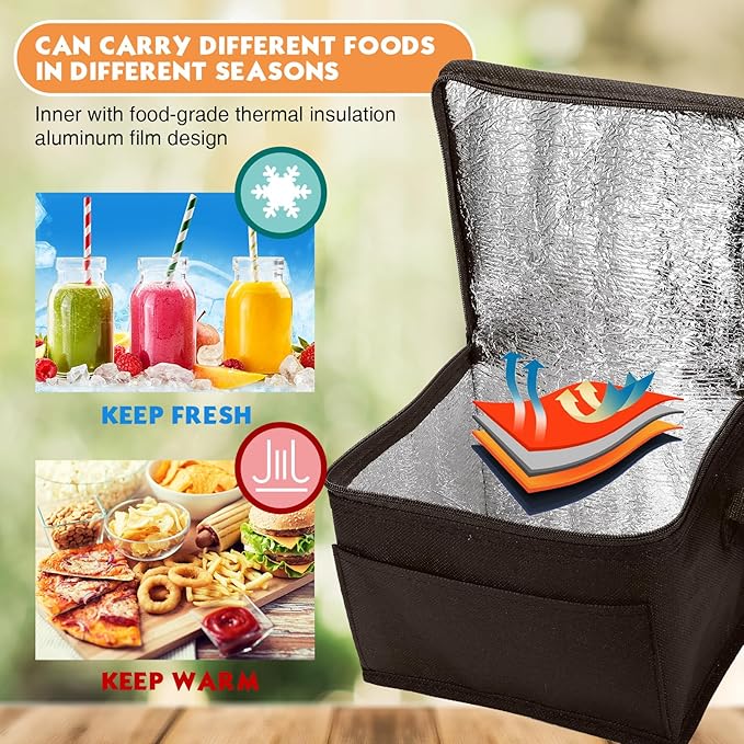 Nuogo 15 Pack Insulated Lunch Bags Bulk, Reusable Cooler Boxes, Leakproof Lunch Boxes Set, Waterproof Thermal Coolers, Insulated Beverage Bag for Women Men Work School Picnic Beach(Brown)