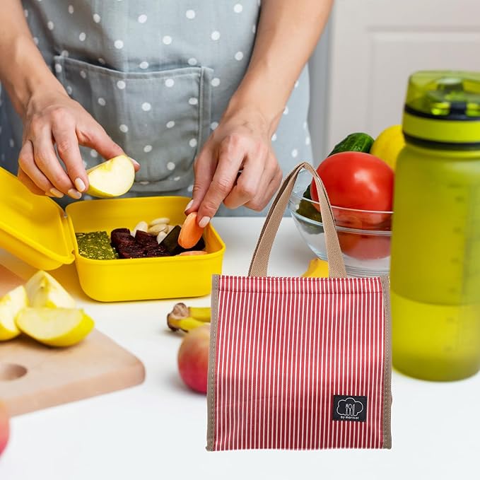 PATIKIL Insulated Lunch Bag, Oxford Cloth Waterproof Lunch Tote Bag Thermal Portable Lunch Box Food Container for Work Office Picnic Outdoor, 9.45"x5.91"x8.66", Red