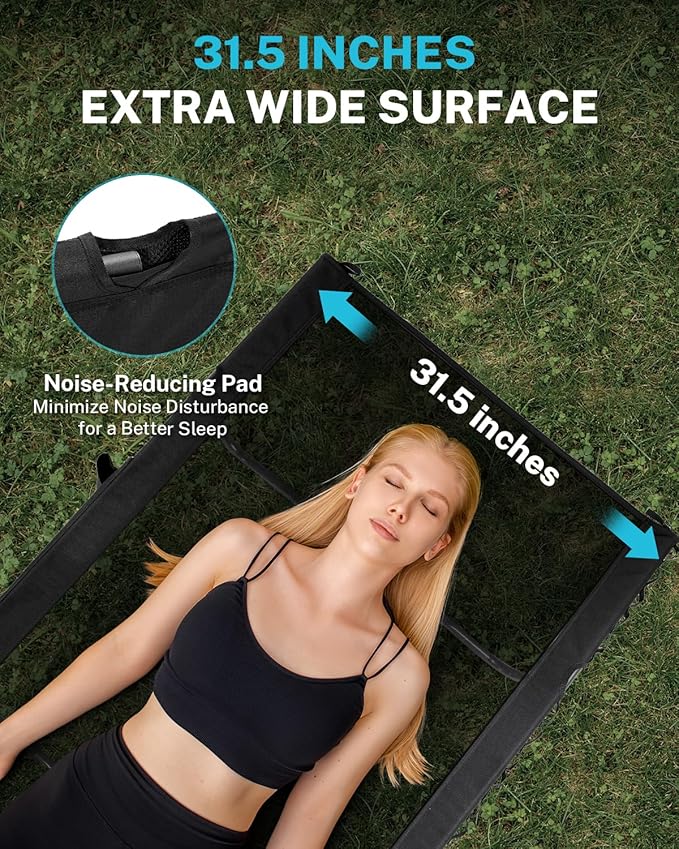 Gonex 31.5" Extra Wide Camping Cot with Breathable Mesh Fabric Supports 350lbs, Portable Ultralight Folding Cot Bed for Adults Travel, Beach, Home, Sleeping (Mesh)