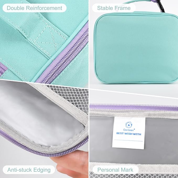 Genteen Lunch Box Kids,Insulated Lunch Bag Kids Boys Girls,Soft Bag Mini Cooler Back to School Thermal Meal Tote Kit Lunch Box for School,Work,Outdoor (Light Green)