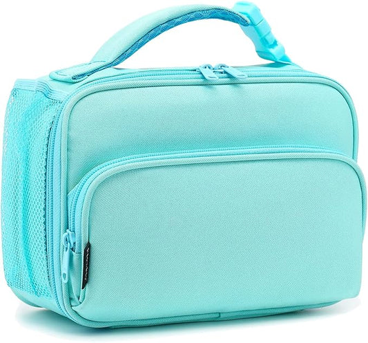 FlowFly Kids Lunch box Insulated Soft Bag Mini Cooler Back to School Thermal Meal Tote Kit for Girls, Boys,light blue