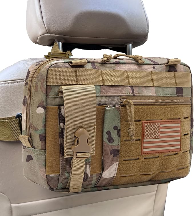 Molle Admin Pouch with Laser Cutting Loop,Car EDC EMT Molle Pouches, Large Capacity Tactical Pouch, EDC Pouch Organizer Include US Flag