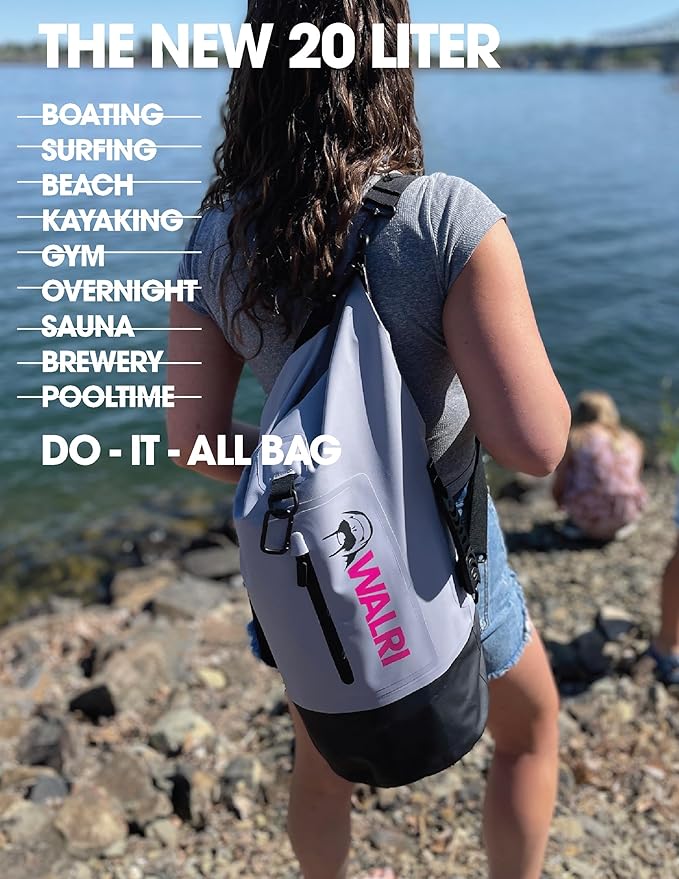 WALRI 20L Waterproof day pack for Sports, Surf, Turf and Dirt (Grey)