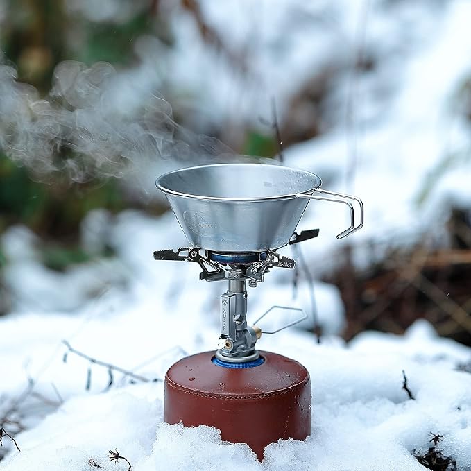 CAMPINGMOON Canister Top Stove Portable Compact Foldable w/Micro Regulator w/4Flex w/igniter XD-2F (Silver)