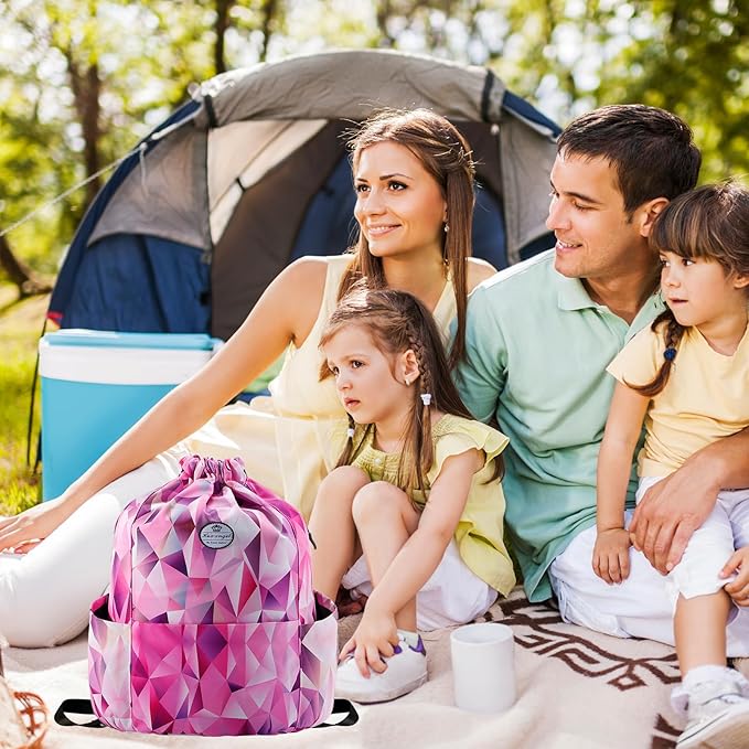 HUA ANGEL Floral Print Drawstring Bag - Lightweight Waterproof Cinch Sackpack with Side Pocket for Men & Women Travel Gym Bag