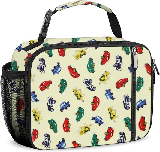 esouler Lunch Box Kids Insulated Lunch Bag for Boys & Girls Durable Children Lunchbox for School with Water Bottle Holder-Car