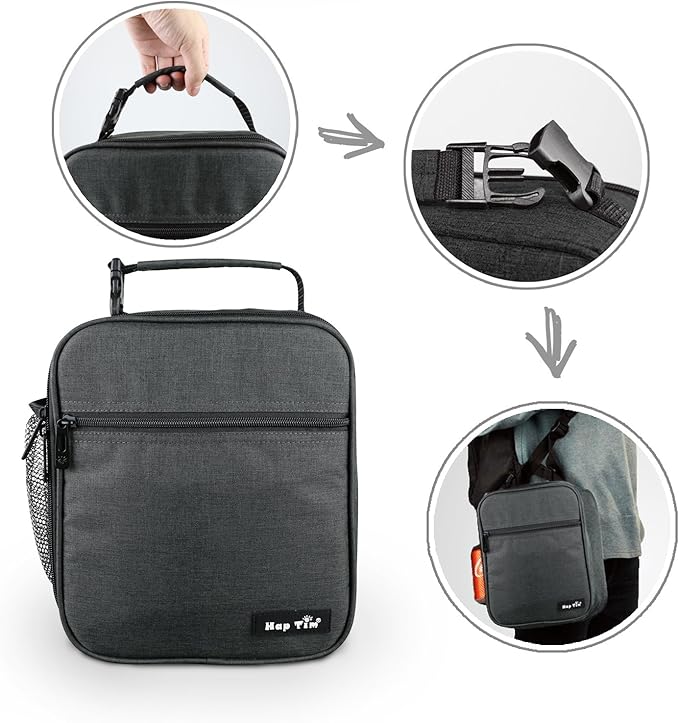 Hap Tim Insulated Lunch Box for Men, Reusable Lunch Bag for Women, Spacious Lunchbox Adult, Dark grey (18654-DG)