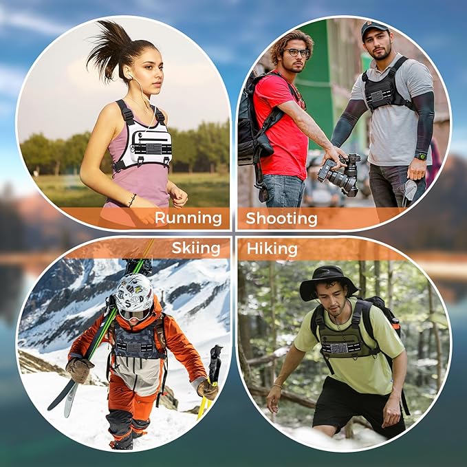 Sports Chest Bag For Men Women, Water Resistant Lightweight Front Chest Pack, Running Vest Bag With Built-In Phone Holder & Extra Storage For Workouts, Running, Cycling (White)