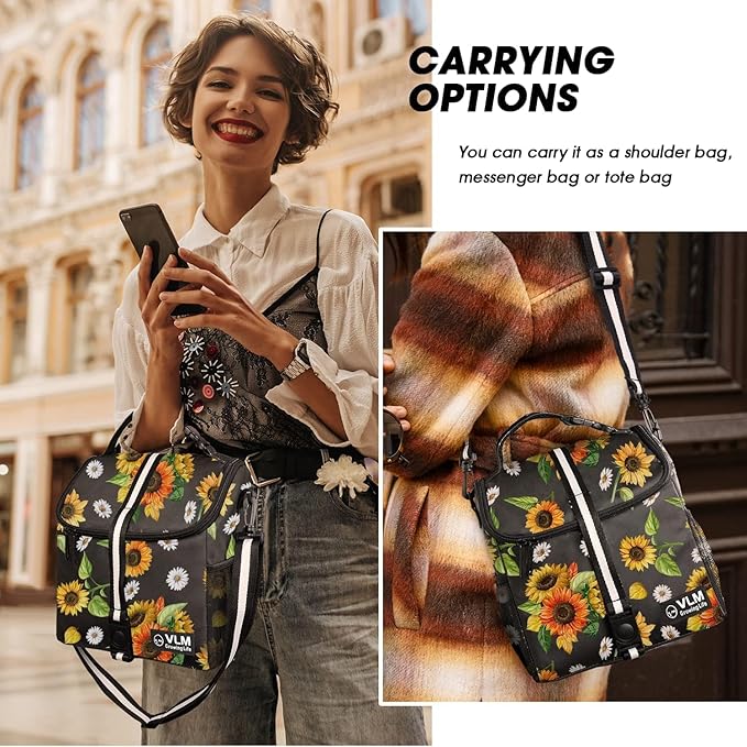 VLM Lunch Box for Women, Insulated Lunch Bag Women with Adjustable Shoulder Strap, Cute Lunch Tote Bag for Work,Picnic,Camping