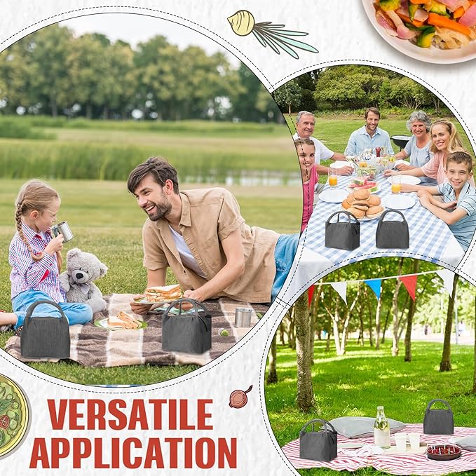 Chunful 12 Pcs Lunch Bags Bulk Insulated Reusable Lunch Bags Pouch with Aluminum for Women Adult School Office Work Employees