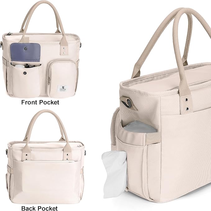 Hafmall Insulated Lunch Bag for Adults,Big lunch box for men, Wide Opening Insulated Bag with Shoulder Strap, Reusable Adult Lunch Bag For Work, Picnic(Beige)