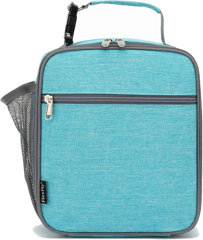 FlowFly Kids Lunch box Insulated Soft Bag Mini Cooler Back to School Thermal Meal Tote Kit for Girls, Boys, Sea Blue