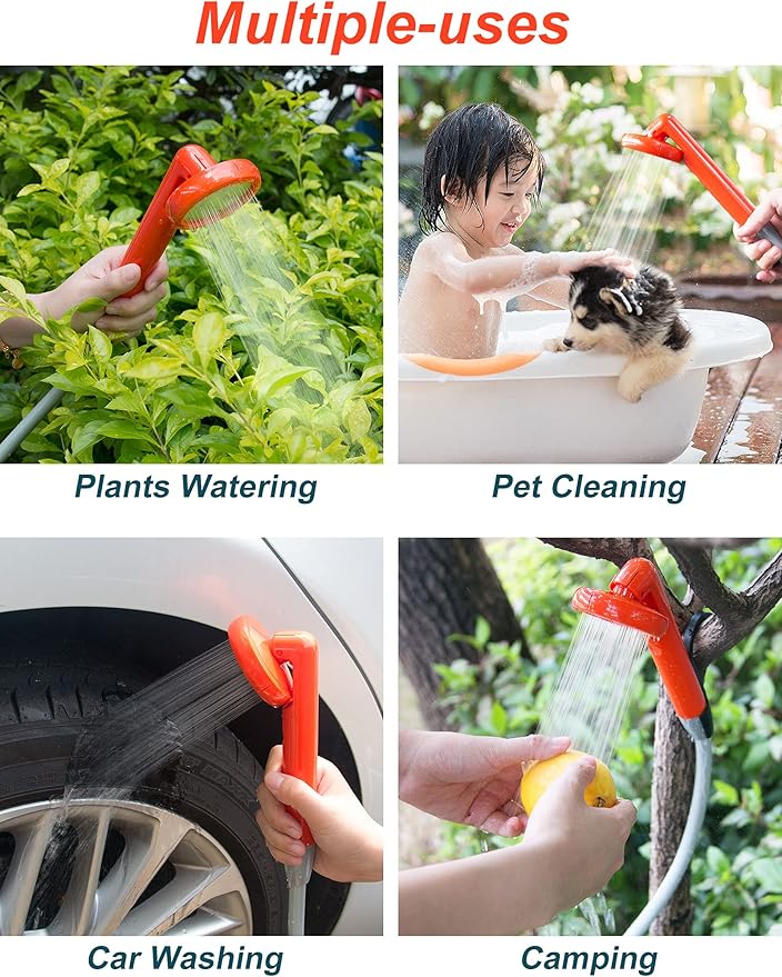 innhom Portable Shower Camping Shower Outdoor Camp Shower Pump, Electric Rechargeable Portable Camping Shower, Powered by Rechargeable Battery