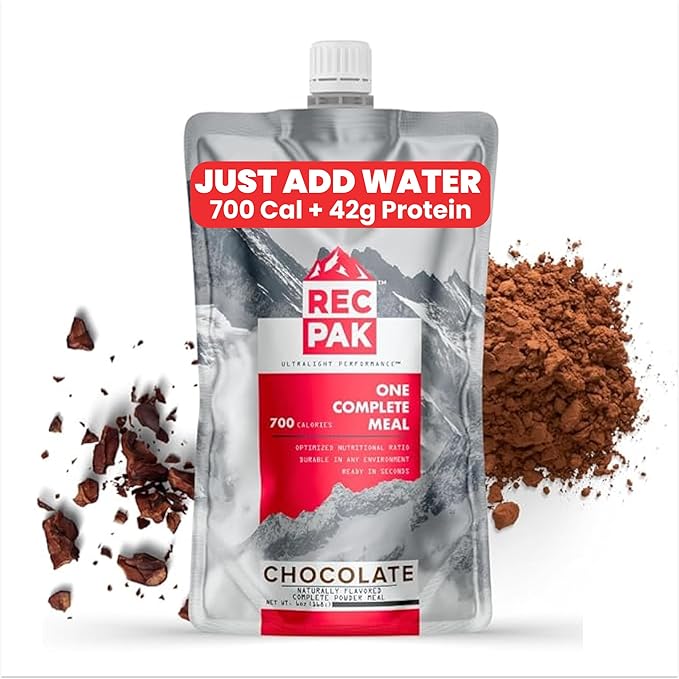 RecPak Performance Ultralight Instant Meals For Your Next Adventure | 700 Cal 42g Protein I Chocolate (6-Pack)