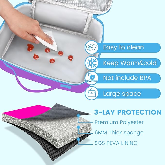 RLGPBON Kids Lunch Bag,Insulated Lunch Box for Girls Boys,Lunch Bag Toddler Teen,School Daycare Cute Travel bags