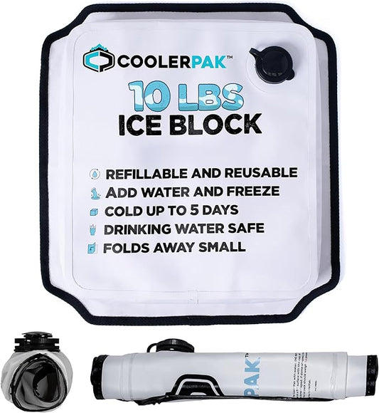 7lb, 10lb, 15lb Refillable Reusable Ice Pack – Stays Cold for Days – Non-Toxic, Leakproof, and Suitable for Potable Drinking Water – Built Tough, Rolls Up for Easy Storage