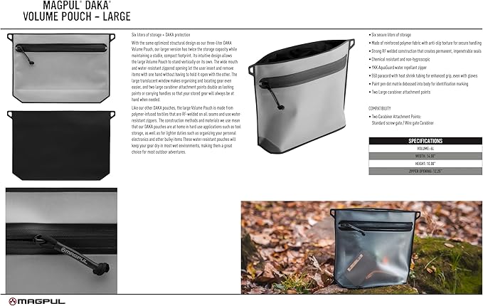 Magpul DAKA Volume Pouch Zippered Tactical Range Tool and Gear Bag, Medium 3L, Black