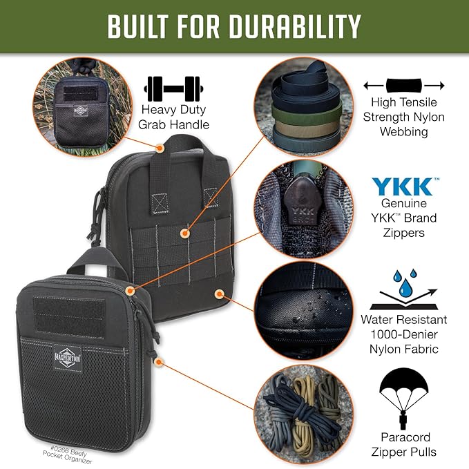 MAXPEDITION Beefy Pocket Organizer, Compact, MOLLE-Compatible, 1000D Nylon Tactical Pouch, Everyday Carry Tool and Gear Storage for Outdoor, Tactical, Survival, 0266