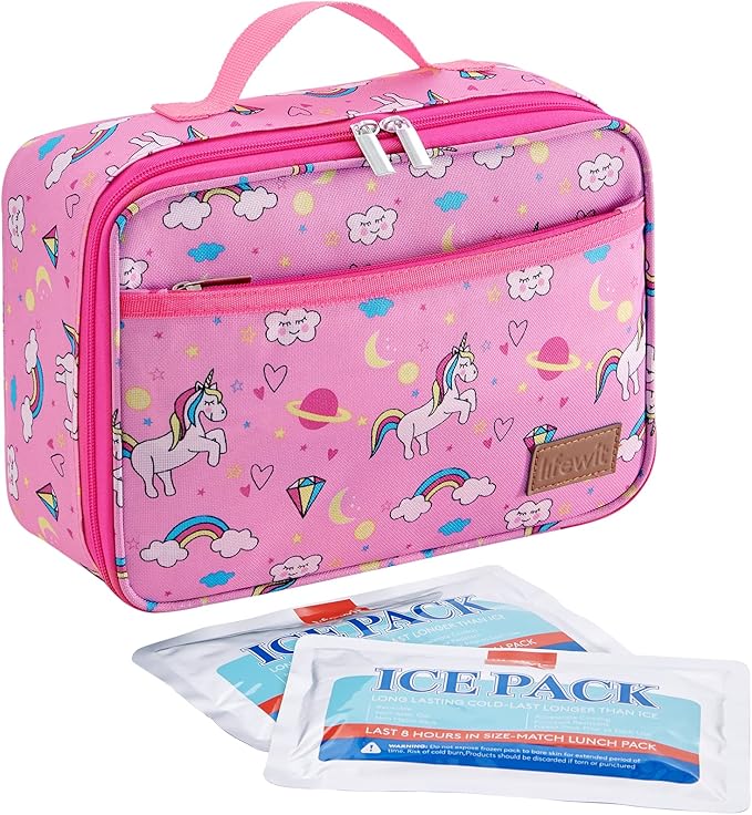 Lifewit Freezable Lunch Box, Insulated Reusable Lunch Bag with 2 Ice Packs, Mini Cooler Snack Bag for Bento Box for Salad, Sandwich, Snacks fo Men Women for Work, Pink 5L